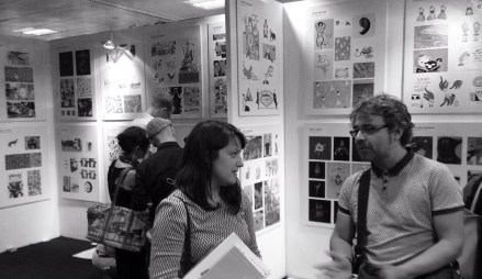 Chloe Luxford talking to Nick Mott at the new Designers